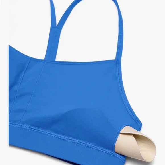 NWOT CRZ YOGA Electric Blue/Sparkle Blue Strappy Racerback Sports Bra - Picture 5 of 6